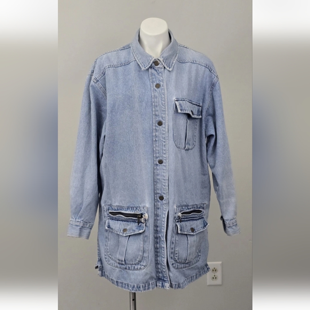 Vintage 90s Avenue Blues Denim Chore Barn Coat Jacket Distressed Plus Size 18/20